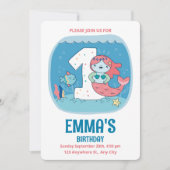 Zeemeermin, eerste verjaardag, onder Zee eerste ve Kaart (Voorkant)