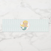 Zeemeermin eerste verjaardag pastel roze Verjaarda Waterfles Etiket (Enkel label)