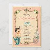 Zeemeermin eerste verjaardag uitnodiging roze 1e b (Voorkant)