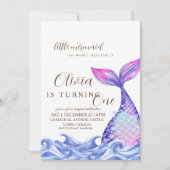 Zeemeermin Eerste Verjaardagsfeestje Schattige Zee Kaart (Voorkant)