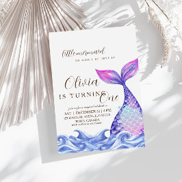 Zeemeermin Eerste Verjaardagsfeestje Schattige Zee Kaart