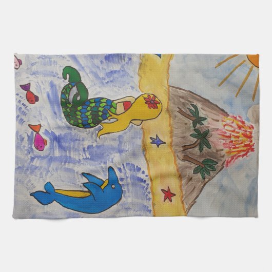 Zeemeermin eiland theedoek (Horizontaal)