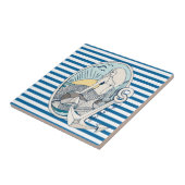 Zeemeermin en Anchor Blue en White Stripe Tile Tegeltje (Zijkant)