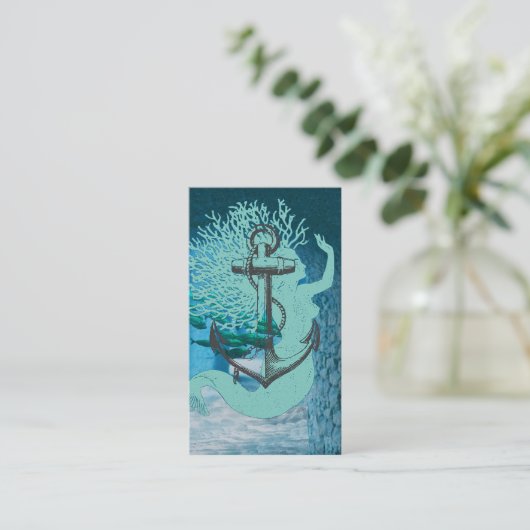 Zeemeermin en Anker Duikinstructeur Visitekaartje (Staand voorkant)