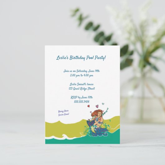 Zeemeermin en Baby Dolfijn Briefkaart (Staand voorkant)