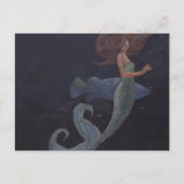 Zeemeermin en blauwe vis briefkaart (Voorkant)
