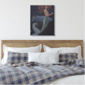 Zeemeermin en blauwe vis canvas afdruk (Insitu (Slaapkamer))