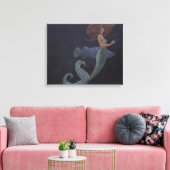 Zeemeermin en blauwe vis canvas afdruk (Insitu (Woonkamer))