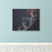 Zeemeermin en blauwe vis canvas afdruk (Insitu (Houten vloer))