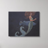 Zeemeermin en blauwe vis canvas afdruk (Voorkant)