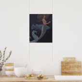 Zeemeermin en blauwe vis poster (Keuken)
