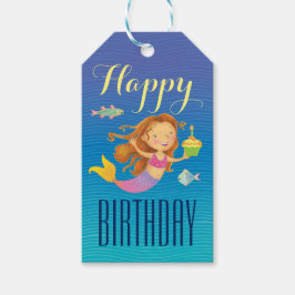 Zeemeermin en cupcake Birthday Gift Labels Cadeaulabel