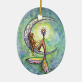 Zeemeermin en de maan Fantasy Art Keramisch Ornament (Voorkant)