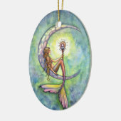 Zeemeermin en de maan Fantasy Art Remembrance Keramisch Ornament (Links)
