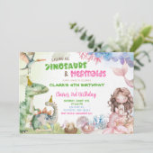 Zeemeermin en dinosaurus tweeling gezamenlijke ver kaart (Staand voorkant)