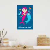 Zeemeermin en dolfijn: bescherm onze vrienden in d poster (Keuken)