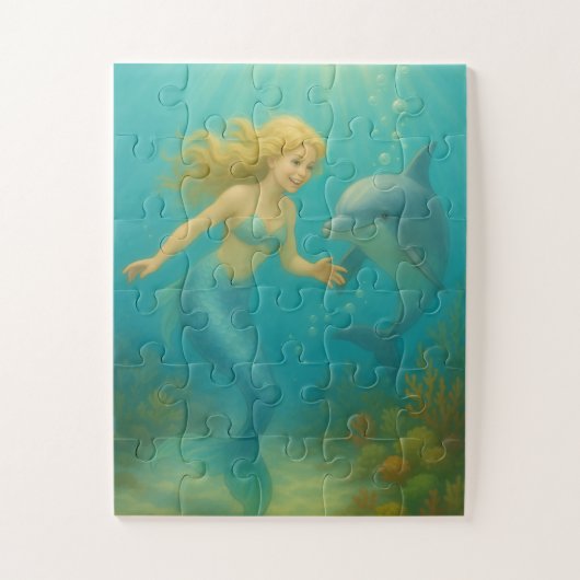 Zeemeermin en Dolfijn Kinderen 30 stukken oversize Legpuzzel (Verticaal)