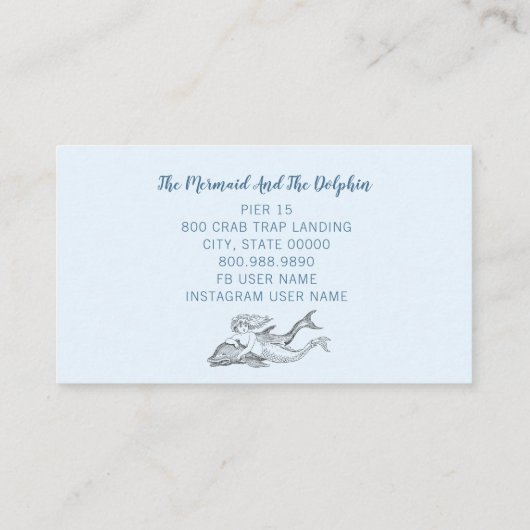 Zeemeermin en Dolfijn Nautisch Visitekaartje (Achterkant)
