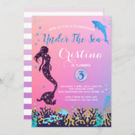 Zeemeermin en dolfijn onder het Zee Birthday Party Kaart