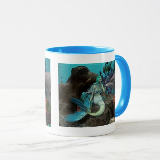 Zeemeermin en Dolfijn Onder het Zee Mok (Voorkant rechts)