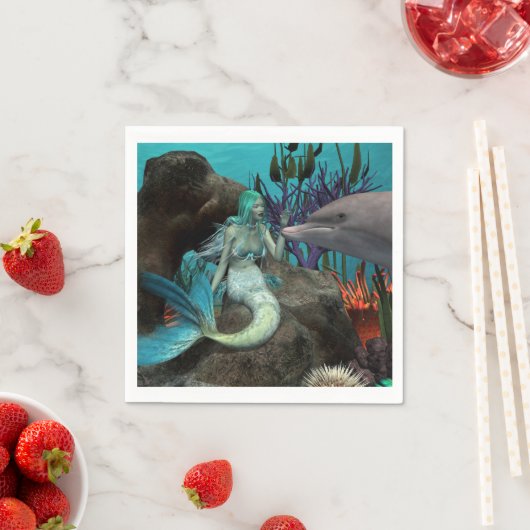 Zeemeermin en Dolfijn Onder het Zee Servet (Insitu)