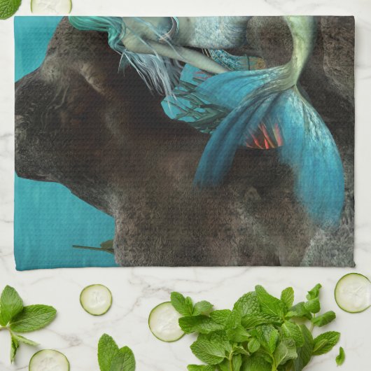 Zeemeermin en Dolfijn Onder het Zee Theedoek (Gevouwen)