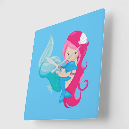  zeemeermin en dolfijn vierkante klok (Hoek)