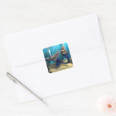 Zeemeermin en Dolfijn Vierkante Sticker (Envelop)