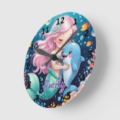 Zeemeermin en Dolfijn Wandklok – Persoonlijk (Hoek)