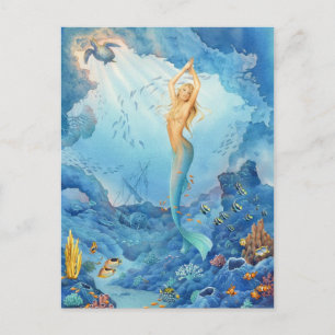 Zeemeermin en dolfijnen door Scot Howden Briefkaart
