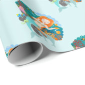 Zeemeermin en dolfijnen tijdens het verjaardagsfee cadeaupapier (Rol Hoek)