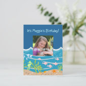 Zeemeermin en dolfijnen tijdens het verjaardagsfee kaart (Staand voorkant)