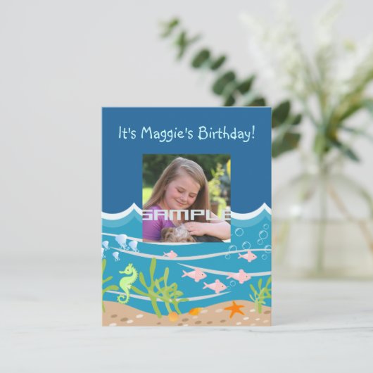 Zeemeermin en dolfijnen tijdens het verjaardagsfee kaart (Staand voorkant)