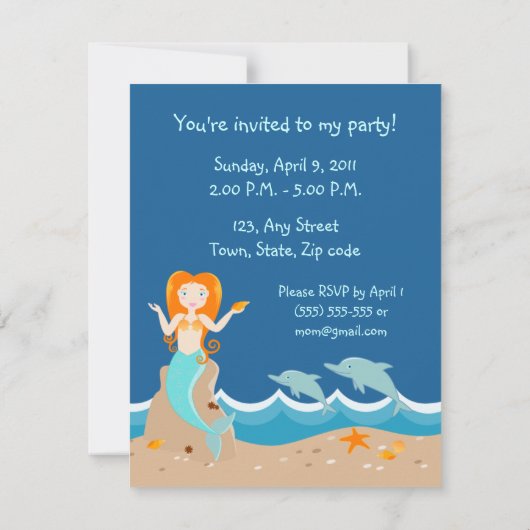 Zeemeermin en dolfijnen tijdens het verjaardagsfee kaart (Achterkant)
