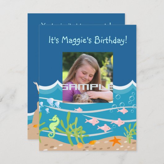 Zeemeermin en dolfijnen tijdens het verjaardagsfee kaart (Voorkant / Achterkant)