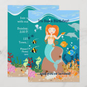 Zeemeermin en dolfijnen tijdens het verjaardagsfee kaart (Voorkant / Achterkant)