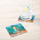Zeemeermin en dolfijnen tijdens het verjaardagsfee kartonnen onderzetters (Insitu)