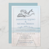 Zeemeermin en dolfijnenstrand bruiloft kaart (Voorkant / Achterkant)