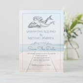 Zeemeermin en Dolphin Beach Lake Wedding Save The Date (Staand voorkant)