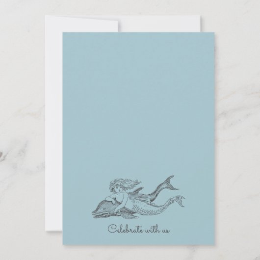 Zeemeermin en Dolphin Beach Lake Wedding Save The Date (Achterkant)