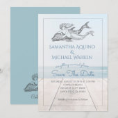 Zeemeermin en Dolphin Beach Lake Wedding Save The Date (Voorkant / Achterkant)