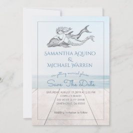 Zeemeermin en Dolphin Beach Lake Wedding Save The Date