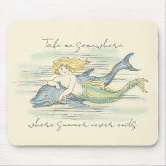 Zeemeermin en Dolphin Nautical Summer Quote Muismat