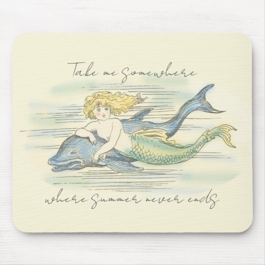 Zeemeermin en Dolphin Nautical Summer Quote Muismat (Voorkant)