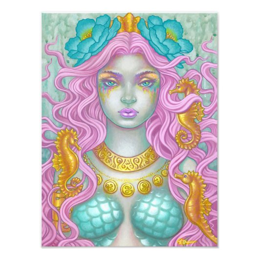 Zeemeermin en drie Zeeen van Holly Durr Foto Afdruk (Voorkant)