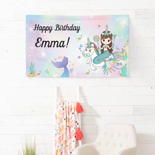 Zeemeermin en eenhoorn achtergrond spandoek (Insitu)