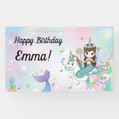 Zeemeermin en eenhoorn achtergrond spandoek (Horizontaal)