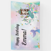 Zeemeermin en eenhoorn achtergrond spandoek (Verticaal)