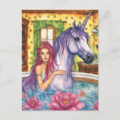 Zeemeermin en eenhoorn badfantasie briefkaart (Voorkant)