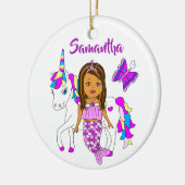  Zeemeermin en Eenhoorn Gepersonaliseerde Kerstmis Keramisch Ornament (Links)